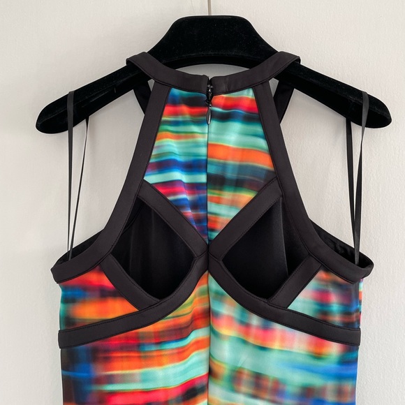 New BEBE Back Cut Out Animal Print Neon Dress - Picture 8 of 11